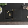 Mexen Cesar fregadero de granito 1 cubeta con escurridor y grifo de cocina Flora, negro - 6514-77-670401-57-G