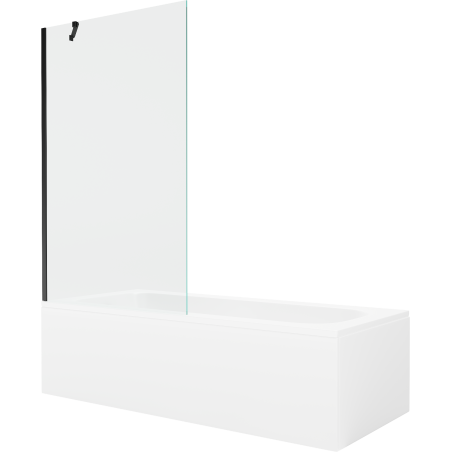Mexen Vega wanna prostokątna 170 x 70 cm z obudową i parawanem 1-skrzydłowym 100 cm, transparent, czarny - 550117070X9510000070