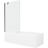 Mexen Vega Rechteckige Badewanne 170 x 70 cm mit Verkleidung und 1-flügeliger Abtrennung 100 cm, transparent, schwarz