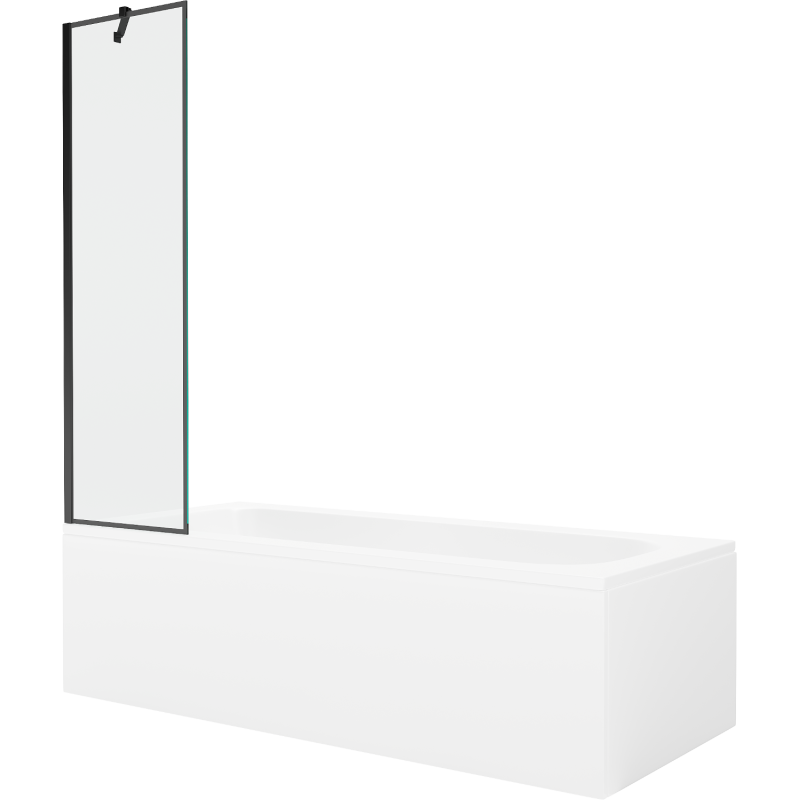 Mexen Vega wanna prostokątna 170 x 70 cm z obudową i parawanem 1-skrzydłowym 50 cm, czarny wzór - 550117070X9505007070