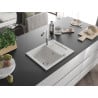 Mexen Enzo granite kitchen sink 1-bowl with drainer and Flora kitchen tap, white - 6506-20-670401-02