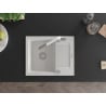 Mexen Enzo évier en granit 1 bac avec égouttoir et robinet de cuisine Flora, blanc - 6506-20-670401-02