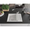 Mexen Enzo granite kitchen sink 1-bowl with drainer and Flora kitchen tap, white - 6506-20-670401-07
