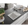 Mexen Enzo granite kitchen sink 1-bowl with drainer and Flora kitchen tap, white - 6506-20-670401-07
