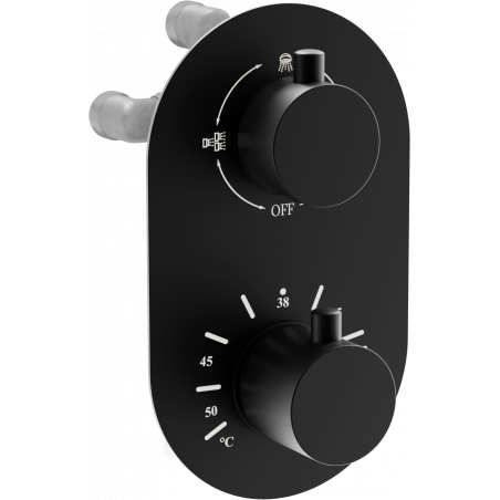 Mexen Kai grifo termostático de bañera-ducha de 3 salidas, negro - 77602-70