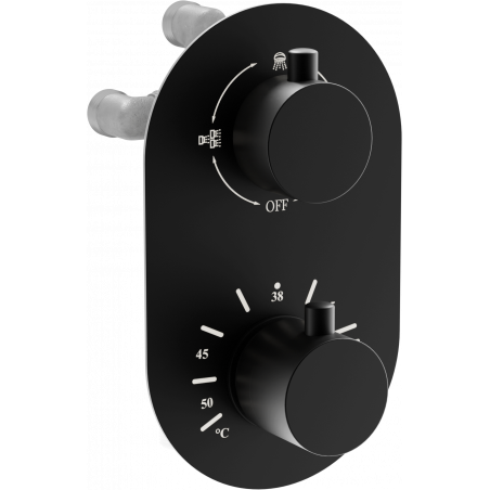 Mexen Kai thermostatic bath-shower faucet 3-outlet, black - 77602-70