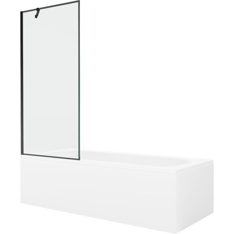 Mexen Vega pravokutna kada 170 x 70 cm s oblogom i paravanom s jednim krilom 80 cm, crni uzorak - 550117070X9508007070