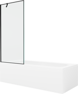 Baignoire rectangulaire Mexen Vega 170 x 70 cm avec habillage et paravent à 1 battant 80 cm, motif noir - 550117070X9508007070