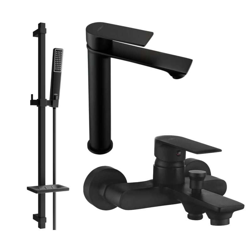 Mexen Royo DQ72 bathtub set, black - 72213DQ72-70