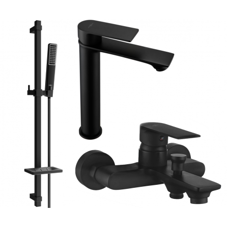 Mexen Royo DQ72 bath set, black - 72213DQ72-70