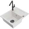 Mexen Enzo fregadero de granito de 1 seno con escurridor y grifo de cocina Flora, blanco - 6506-20-670401-70-B