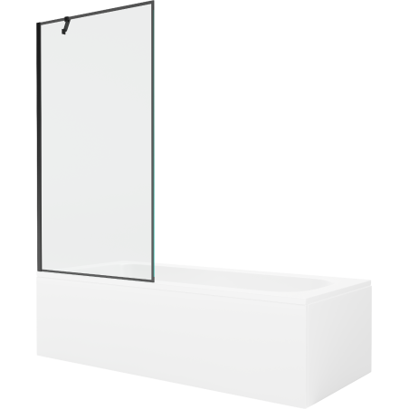Mexen Vega rectangular bathtub 170 x 70 cm with enclosure and 1-winged screen 90 cm, black pattern - 550117070X9509007070