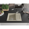 Mexen Enzo Évier en granit à 1 bac avec égouttoir et robinet de cuisine Flora, beige - 6506-69-670401-07