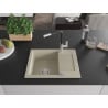 Mexen Enzo granite kitchen sink 1-bowl with drainer and Flora kitchen tap, beige - 6506-69-670401-07