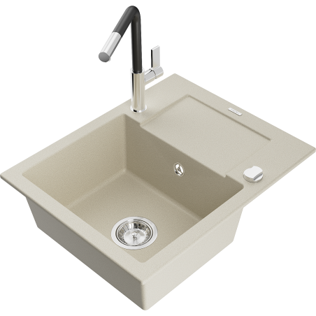 Mexen Enzo Granit Spullsteen mat enger Schoss an enger Kichekrunn Flora, beige - 6506-69-670401-07