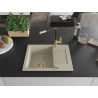 Mexen Enzo 1-bowl granite sink with drainer and Flora kitchen tap, beige - 6506-69-670401-57-G