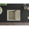 Mexen Enzo 1-bowl granite sink with drainer and Flora kitchen tap, beige - 6506-69-670401-57-G