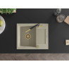 Mexen Enzo évier en granit 1 bac avec égouttoir et robinet de cuisine Flora, beige - 6506-69-670401-57-G