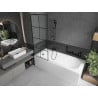 Mexen Vega rechteckige Badewanne 170 x 70 cm mit Verkleidung und 1-flügeliger Abtrennung 70 cm, schwarzes Muster - 550117077X95?