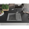 Mexen Enzo fregadero de granito de 1 seno con escurridor y grifo de cocina Flora, gris - 6506-71-670401-07-B