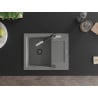 Mexen Enzo Granitspüle 1-Becken mit Abtropffläche und Küchenarmatur Flora, grau - 6506-71-670401-07-B