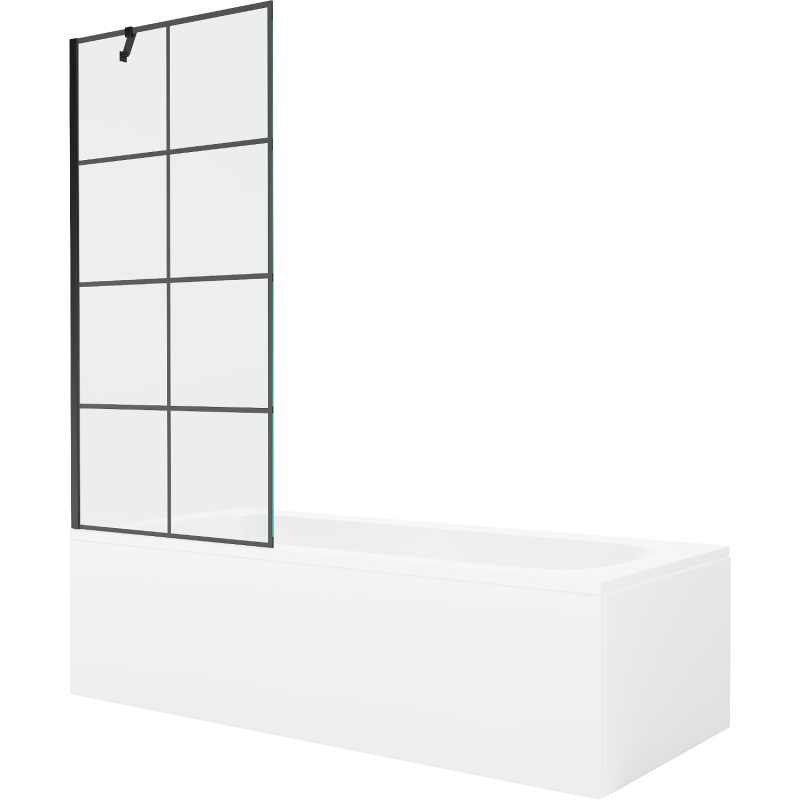 Mexen Vega rechteckige Badewanne 170 x 70 cm mit Gehäuse und 1-flügeliger Duschwand 80 cm, schwarzes Muster - 550117077X9508007?