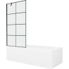 Mexen Vega banheira retangular 170 x 70 cm com painel e tela de banho de 1 folha 90 cm, padrão preto - 550117077X9509007077