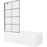 Mexen Vega rechthoekig bad 170 x 70 cm met ombouw en 1-delige badwand 100 cm, zwart patroon - 550117077X9510007077