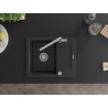 Mexen Enzo granieten spoelbak met 1 bak, afdruiprek en keukenmengkraan Flora, zwart/goud metallic - 6506-75-670401-00
