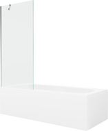 Mexen Vega taisnstūra vanna 180 x 80 cm ar apdari un vienu spārnu starpsienu 80 cm, caurspīdīga, hromēta