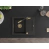 Mexen Enzo granitdiskho 1-fack med avrinning och köksblandare Flora, svart/guld metallic - 6506-75-670401-57-G