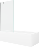 Mexen Vega banheira retangular 180 x 80 cm com revestimento e biombo de 1 folha 90 cm, transparente, cromado