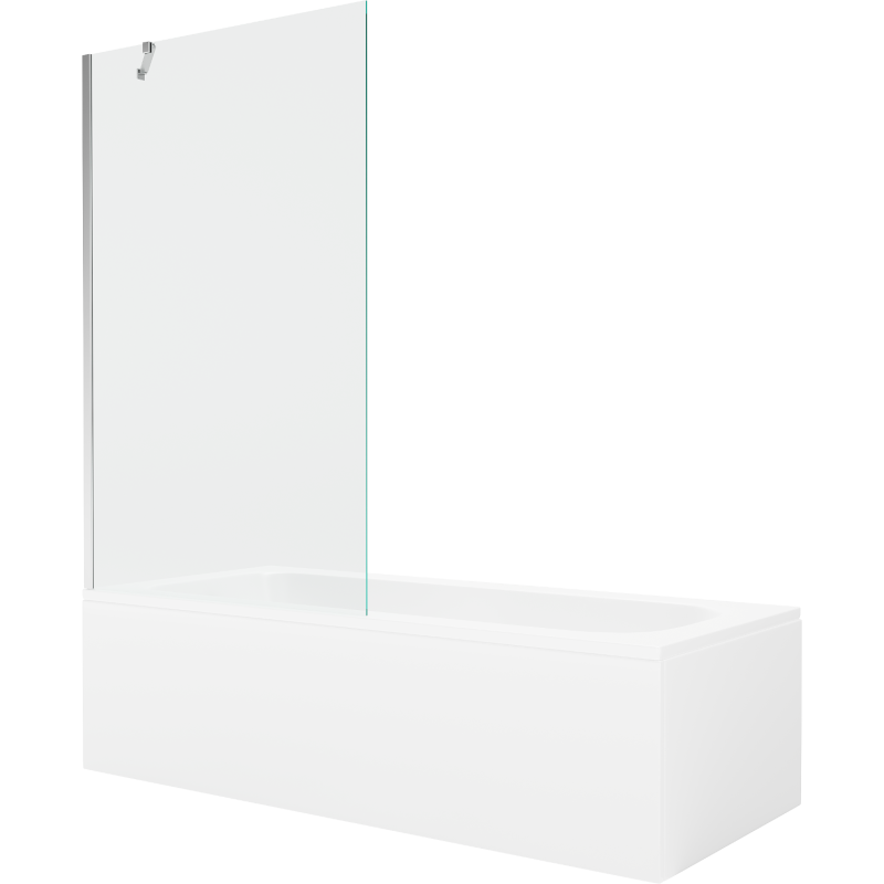 Mexen Vega rechteckige Wanne 180 x 80 cm mit Verkleidung und 1-flügeliger Abtrennung 100 cm, transparent, Chrom - 550118080X951?