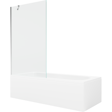 Mexen Vega vasca da bagno rettangolare 180 x 80 cm con pannellatura e schermo a 1 anta 100 cm, trasparente, cromo