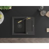 Mexen Enzo fregadero de granito de 1 seno con escurridor y grifo de cocina Flora, negro moteado - 6506-76-670401-57-B