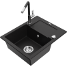 Mexen Enzo graniittinen 1-allasinen tiskiallas valutustasolla ja Flora keittiöhana, musta - 6506-77-670401-07