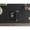 Mexen Enzo granite single-bowl sink with drainer and Flora kitchen faucet, black - 6506-77-670401-07