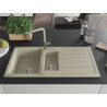 Mexen Andres granit gootsteen 1,5-komoren met afdruiprek en keukenkraan Flora, beige - 6515-69-670401-09
