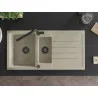 Mexen Andres granite sink 1.5-bowl with drainer and Flora kitchen tap, beige - 6515-69-670401-70-B