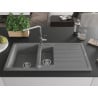Mexen Andres fregadero de granito de 1,5 cuencas con escurridor y grifo de cocina Flora, gris - 6515-71-670401-00