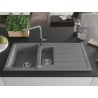 Mexen Andres 1.5-bowl granite sink with drainer and Flora kitchen faucet, gray - 6515-71-670401-06