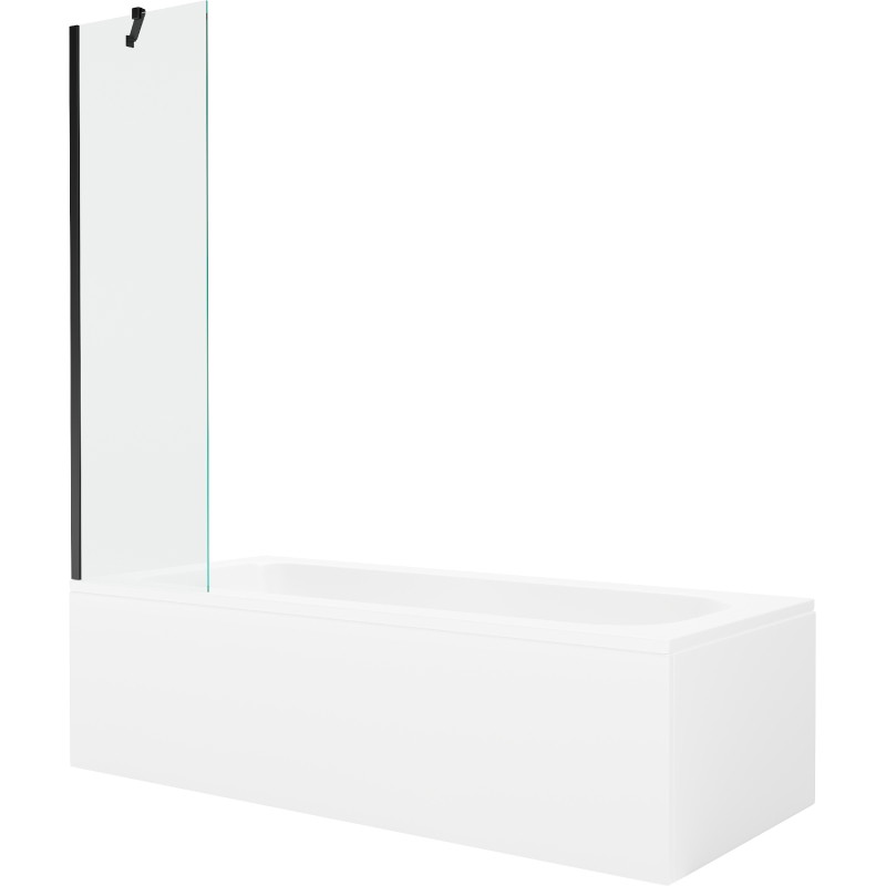 Mexen Vega ristkülikukujuline vann 180 x 80 cm koos korpuse ja 1-osalise 50 cm seinaga, läbipaistev, must