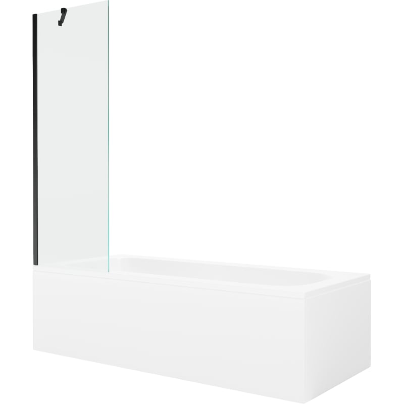 Mexen Vega ristkülikukujuline vann 180 x 80 cm katte ja ühesuunalise 60 cm ekraaniga, läbipaistev, must