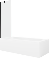 Mexen Vega vasca rettangolare 180 x 80 cm con rivestimento e paravento a 1 anta 60 cm, trasparente, nero - 550118080X9506000070