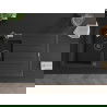 Mexen Andres Granitspüle 1,5-becken mit Abtropffläche und Küchenarmatur Flora, schwarz/silber - 6515-73-670401-07-B
