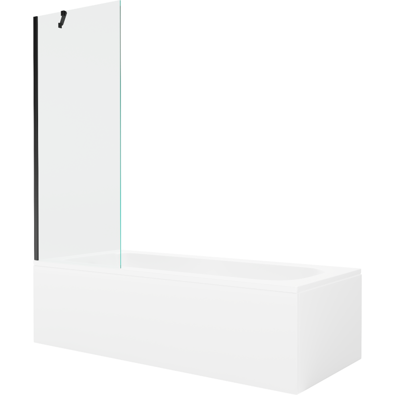 Mexen Vega rechthoekig bad 180 x 80 cm met ombouw en 1-delig scherm 70 cm, transparant, zwart - 550118080X9507000070