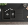 Mexen Andres granitspüle 1,5-beckig mit abtropffläche und küchenarmatur Flora, schwarz/gold metallic - 6515-75-670401-00