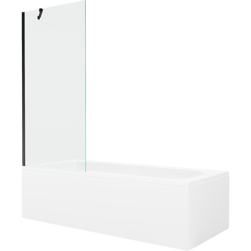 Mexen Vega ristkülikukujuline vann 180 x 80 cm ümbrise ja 1-osalise 80 cm läbipaistva musta ekraaniga - 550118080X9508000070