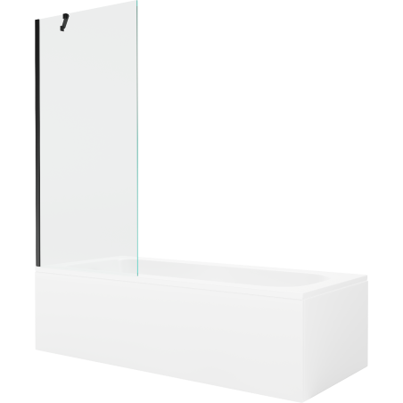 Mexen Vega pravokutna kada 180 x 80 cm s oblogom i 1-krilnim paravanom 80 cm, prozirna, crna - 550118080X9508000070
