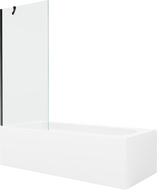 Mexen Vega taisnstūra vanna 180 x 80 cm ar apdari un vienviru 80 cm ekrānu, caurspīdīga, melna - 550118080X9508000070